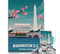 Puzzle da 1000 pezzi con tema "Washington Dc Travel Art" per adulti e ragazzi, antistress, sfida difficile, migliora l'amore tra coppie, 50x75cm