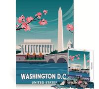 Puzzle da 1000 pezzi con tema Washington DC Travel Art per adulti, stimolante per la mente, per un momento di relax e tranquillità Ideale come puzzle a incastro (50x75cm) Regalo perfetto