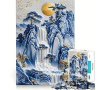 Puzzle da 1000 pezzi con tempio a cascata in porcellana per ragazzi, gioco mentale, momento di relax, taglio di alta qualità, regalo artistico (50x75cm)