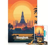 Puzzle da 1000 pezzi con tempio al tramonto di Bangkok,bordi lisci,gioco di abilità mentale,divertimento,momento di relax,regalo di compleanno per hobby (38x52cm)