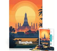 Puzzle da 1000 pezzi con tempio al tramonto di Bangkok,incastri perfetti,divertente,logico,stimolante,ideale per il gioco di logica e il tempo libero,perfetto come regalo di Natale (50x75cm)