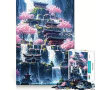Puzzle da 1000 pezzi con Tempio della Cascata al Neon per adulti, ideale per rafforzare la memoria, rilassarsi e migliorare la qualità del gioco, perfetto come regalo di compleanno (50x75cm)