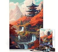 Puzzle da 1000 pezzi con tempio sacro e cascata per adulti, gioco intellettuale rilassante e divertente, taglio preciso, regalo di Natale (38x52cm)