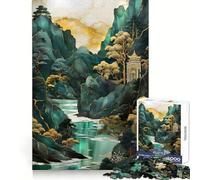 Puzzle da 1000 pezzi con tempio sulla scogliera a picco sul mare per adulti Puzzle Think Toy Home Enjoy Fine Cut Santa Wish Gift (38x52cm)