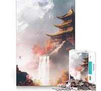 Puzzle da 1000 pezzi con tempio zen tra le montagne,gioco cognitivo divertente,struttura ad incastro precisa,attività per rafforzare i legami affettivi (50x75cm)