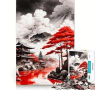 Puzzle da 1000 pezzi con templi sul lungofiume per adulti, ideale per stimolare la memoria, alleviare l'ansia, con bordi precisi, a sorpresa per Natale (50x75cm)