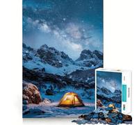 Puzzle da 1000 pezzi con tenda e montagna innevata per ragazzi, gioco di logica fine, facile da usare, bordi precisi, regalo per festival (38x26cm)