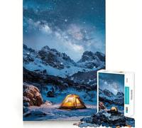 Puzzle da 1000 pezzi con tenda innevata in montagna, ideale per adolescenti, per rafforzare la memoria e il legame familiare, con bordi precisi e un regalo premuroso (50x75cm)