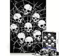 Puzzle da 1000 pezzi con teschi in una ragnatela, ideale per adolescenti, gioco di logica, antistress, taglio preciso e artistico 50x75cm