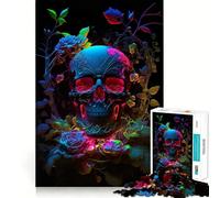 Puzzle da 1000 pezzi con teschio al neon per adulti, ideale per rafforzare la memoria, rilassarsi e migliorare la qualità della vita, perfetto come regalo di compleanno (38x52cm)
