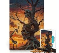 Puzzle da 1000 pezzi con teschio, albero e animali per adulti e ragazzi, ideale per migliorare la memoria, per un relax leggero e piacevole, con tagli netti e un regalo delizioso 50x75cm