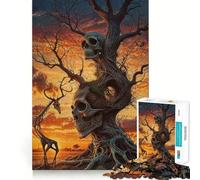 Puzzle da 1000 pezzi con teschio, albero e animali per ragazzi, giocattolo intelligente per il tempo libero, taglio preciso, regalo stagionale 38x52cm