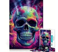 Puzzle da 1000 pezzi con teschio che fuma marijuana per adulti e adolescenti ideale per migliorare la memoria favorire il rilassamento e creare un'atmosfera rilassante perfetto come regalo di Natale