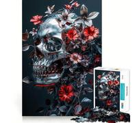 Puzzle da 1000 pezzi con teschio d'argento della morte per adolescenti, gioco di logica, passatempo rilassante, taglio perfetto, regalo classico 50x75cm