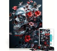 Puzzle da 1000 pezzi con teschio d'argento della morte per adolescenti, ideale per rievocare ricordi, migliorare la mente, rilassare e creare opere d'arte di alta qualità 38x26cm