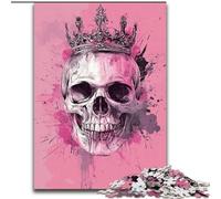 Puzzle da 1000 pezzi con teschio del re rosa, 50x75cm, regalo perfetto per familiari e amici, adatto dai 14 anni in su