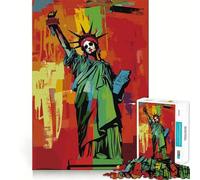 Puzzle da 1000 pezzi con teschio della Statua della Libertà per adulti, gioco di logica, per interni, taglio di precisione, regalo prezioso 38x52cm