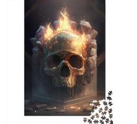 Puzzle da 1000 pezzi con teschio di ghiaccio in fiamme per adulti, puzzle di carta regalo di Halloween per adolescenti, regali unici per la casa e regali 1000 pezzi (38x26 cm)