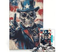 Puzzle da 1000 pezzi con teschio di Zio Sam gioco rompicapo sfida impegnativa ideale come regalo per tutta la famiglia 50x75cm