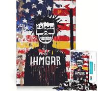 Puzzle da 1000 pezzi con teschio e bandiera americana,arte graffiti,per adulti Gioco di abilità e pensiero,fustellatura di alta precisione,sfida divertente per il tempo libero (50x75cm)