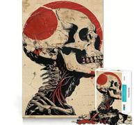 Puzzle da 1000 pezzi con teschio e cerchio rosso per adolescenti, ideale per stimolare la memoria, calmare la mente e creare un'opera d'arte da collezione 50x75cm