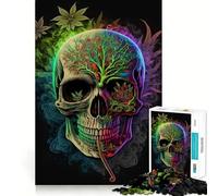 Puzzle da 1000 pezzi con teschio e erbacce,gioco di concentrazione,tecnica di taglio professionale,hobby affascinante per i momenti di svago (38x26cm)