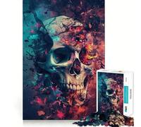 Puzzle da 1000 pezzi con teschio e fantasia per adulti, ideale per stimolare la memoria e per il divertimento in famiglia, con un motivo a tema natalizio 50x75cm