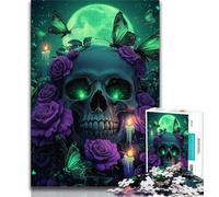 Puzzle da 1000 pezzi con teschio e farfalla, regalo per adulti, difficile da completare ma divertente e umoristico, regalo di compleanno, regali, arte murale (75x50cm)