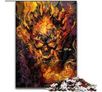 Puzzle da 1000 pezzi con teschio e fiamme per adulti, 26x38cm, perfetto per decorare la casa o l'ufficio, ideale come regalo di Natale