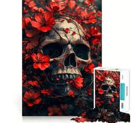Puzzle da 1000 pezzi con teschio e fiori per adolescenti, ideale per migliorare la memoria e il tempo libero Pezzo unico con motivo Babbo Natale 38x52cm