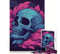 Puzzle da 1000 pezzi con teschio e fiori per adulti, gioco di logica, ideale per il tempo libero a casa, con tagli precisi e un regalo speciale 38x26cm