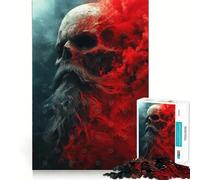 Puzzle da 1000 pezzi con teschio e fumo rosso per adulti, gioco di logica, svago a casa, taglio preciso, regalo affettuoso 50x75cm
