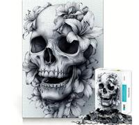 Puzzle da 1000 pezzi con teschio e gigli, ideale per adulti, un gioco di allenamento mentale e divertimento da condividere Taglio di precisione, perfetto per esporre opere d'arte 38x52cm