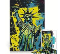 Puzzle da 1000 pezzi con teschio e graffiti della Statua della Libertà, ideale per adulti, un regalo che stimola la mente, un'attività rilassante e un'esperienza artistica indimenticabile 50x75cm
