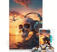 Puzzle da 1000 pezzi con teschio e musica al tramonto surreale gioco interattivo divertente da fare in casa adatto come decorazione da scrivania 50x75cm