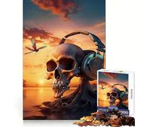 Puzzle da 1000 pezzi con teschio e musica al tramonto surreale per adolescenti Gioco di logica, momento di pace, bordo di qualità, regalo perfetto 50x75cm