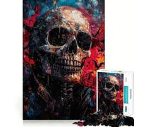 Puzzle da 1000 pezzi con teschio e pipistrelli, ideale per adolescenti Gioco di logica semplice e divertente, perfetto per il compleanno 38x26cm