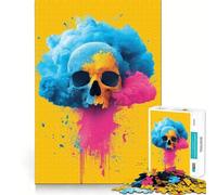 Puzzle da 1000 pezzi con teschio e polvere colorata per adolescenti, ideale per migliorare la memoria e favorire il gioco rilassante, con bordi precisi, perfetto come regalo di Babbo Natale 38x52cm