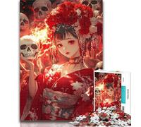 Puzzle da 1000 pezzi con teschio e ragazza anime, puzzle da 1000 pezzi per adulti e adolescenti, giocattoli, giochi educativi, antistress, migliora l'amore tra coppie, 50x75cm