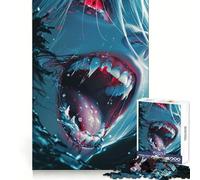 Puzzle da 1000 pezzi con teschio e ragazza teschio in stile anime vampiro per adolescenti Pensare in modo strategico, evadere con serenità, rifinire con cura, riflettere sul Natale (38x26cm)