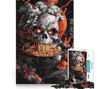 Puzzle da 1000 pezzi con teschio e ramen per adulti e ragazzi, ideale per migliorare la memoria, rilassare la mente e creare un design accattivante, perfetto come regalo di Natale 38x26cm