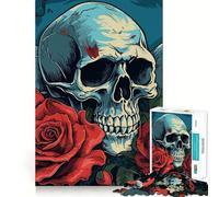 Puzzle da 1000 pezzi con teschio e rose per adolescenti, gioco cognitivo, per un divertimento lento, bordo premium, Babbo Natale, scegli 38x26cm