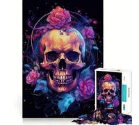 Puzzle da 1000 pezzi con teschio e rose per ragazzi, gioco di logica, leggero e rilassante, taglio preciso, regalo classico 50x75cm