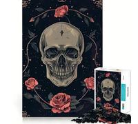 Puzzle da 1000 pezzi con teschio e rose rosa per adolescenti ideale per migliorare la memoria per un gioco rilassante e per creare ricordi nitidi Articolo con bordo pulito perfetto per i desideri