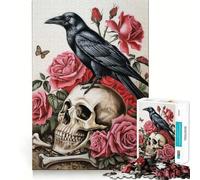 Puzzle da 1000 pezzi con teschio e scheletro di corvo per adolescenti, ideale per rafforzare la memoria, rilassarsi e divertirsi Bordi lisci Lista dei desideri di Babbo Natale (38x52cm)