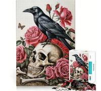 Puzzle da 1000 pezzi con teschio e scheletro di corvo per adulti, ideale per il tempo libero a casa, perfetto come regalo di compleanno (50x75cm)