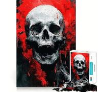 Puzzle da 1000 pezzi con teschio e schizzi rossi per adolescenti, gioco rilassante con bordi puliti, ideale per i desideri di Babbo Natale 50x75cm