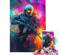 Puzzle da 1000 pezzi con teschio e soldato guerra al neon gioco pratico sfida per l'intelligenza giocattolo avvincente regalo per donne e uomini antistress (dimensioni 38x26cm)