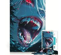 Puzzle da 1000 pezzi con teschio e vampira in stile anime per adolescenti,stimolante per la mente,con incastri precisi e senza spazi vuoti,ideale per attività di gruppo rilassanti in casa (38x52cm)