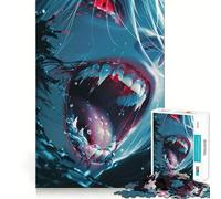 Puzzle da 1000 pezzi con teschio e vampira in stile anime per adolescenti un'attività divertente che stimola la mente,richiede precisione nel taglio e favorisce il rilassamento (50x75cm)